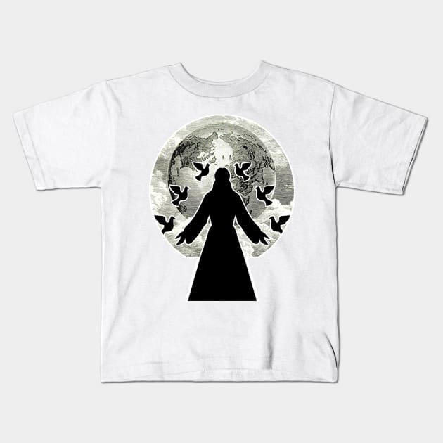 Jesus Christ lord of the earth Kids T-Shirt by Marccelus